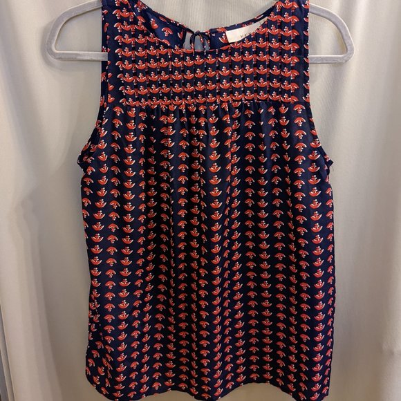 Kenar Sleeveless Navy with Red Anchor Nautical Blouse - Picture 1 of 7